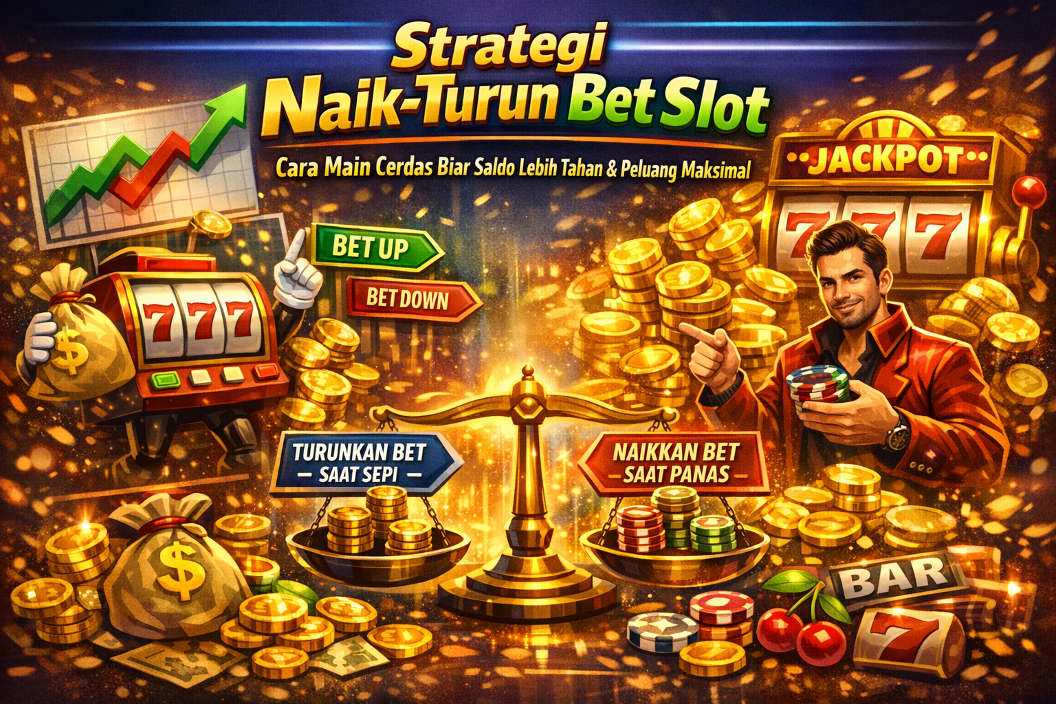 📝 Strategi Naik-Turun Bet Slot: Cara Main Cerdas Biar Saldo Lebih Tahan & Peluang Maksimal
